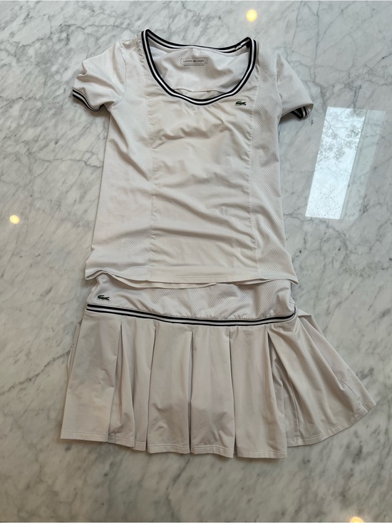 Lacoste Dresses & Skirts - Lacoste White Womens’ Tennis Skirt and Top Set with Black Trim